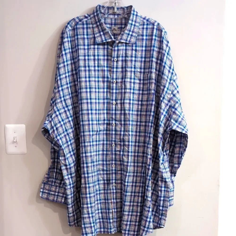 Peter Millar 100% Cotton Plaid Long Sleeve Button Shirt Sz 4XL